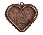 Nunn Design Antique Copper (plated) Large Ornate Heart Bezel Pendant 40x37mm