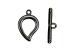 Gunmetal Simple Teardrop Toggle Clasp 22x15mm, 24mm bar