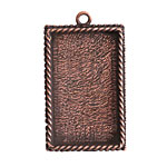 Nunn Design Antique Copper (plated) Large Ornate Rectangle Bezel Pendant 25x43mm