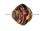 African Paper (black, red, yellow) Bicone 25x22-23mm