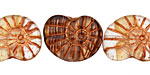 Czech Glass Latte Swirl w/ Copper Ammonite 20x13mm