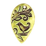 Earthenwood Studio Ceramic Acid Metal Swirly Bird Pendant 42x35mm