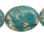 Turquoise Impression Jasper Flat Oval 40x30mm