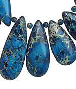 Midnight Blue Impression Jasper Teardrop Pendant Set 15-16x24-43mm