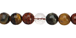 Multi Gemstone (Rock Crystal & Multi Tiger Eye) Faceted Round 8mm
