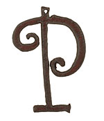 The Lipstick Ranch Rusted Iron Letter P Pendant 36x52mm