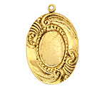 Stampt Antique Gold (plated) Sweeping Feather Oval Setting 13x18mm