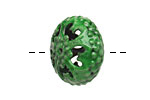 Painting with Fire Torch Fired Enamel Peacock Green Cathedral Rondelle 14x23mm