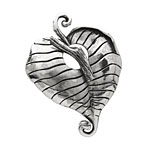 Saki Sterling Silver Leaf Toggle Clasp 43x32mm, 20mm bar