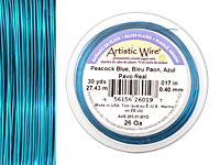 Artistic Wire Silver Plated Peacock Blue 26 gauge, 30 yards