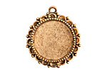 Nunn Design Antique Gold (plated) Large Ornate Circle Bezel Pendant 30x32mm