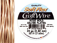 Soft Flex Silver Plated Rose Gold Craft Wire 20 gauge, 25 ft