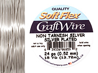 Soft Flex Non-Tarnish Silver Craft Wire 24 gauge, 15 yards