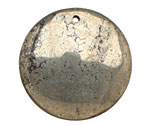 Golden Pyrite (silver tone) Puff Coin Pendant 38mm