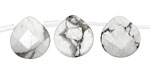 White Howlite Faceted Flat Teardrop 13x14mm