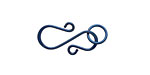 Blue Enameled Copper S Clasp 20x13mm, 8mm ring