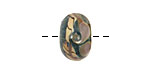 Grace Lampwork Green w/ Ink Blue Floral Rondelle 9x14mm