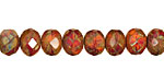 Czech Glass African Sunset Picasso Fire Polished Rondelle 6x9mm