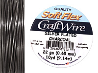 Soft Flex Silver Plated Charcoal Craft Wire 22 gauge, 10 yards