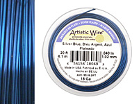 Artistic Wire Silver Plated Silver Blue 18 gauge, 20 feet