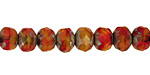 Czech Glass Christmas Morning Fire Polished Rondelle 6x9mm