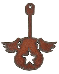The Lipstick Ranch Rusted Iron Winged Guitar Pendant 62x76mm