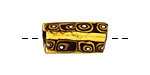 African Trade Bead (yellow w/ black & orange swirl) Tube 14-23x10-11mm
