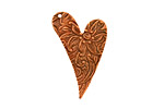 Stampt Antique Copper (plated) Floral Embossed Heart 17x25mm