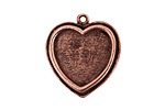 Nunn Design Antique Copper (plated) Traditional Heart Bezel Pendant 23x27mm