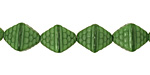 Czech Glass Grass Green Patterned Diamond 12x9mm