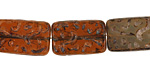 Czech Glass Chocolate Groovy Rectangle 18x12mm
