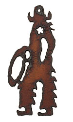 The Lipstick Ranch Rusted Iron Cowboy Pendant 34x76mm