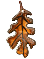 C-Koop Enameled Metal Rust Orange Large Oak Leaf 33x63mm