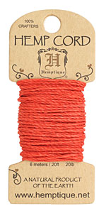 Red Hemp Twine 20 lb, 20 ft