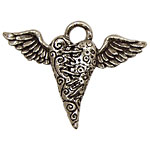 Green Girl Pewter Flying Heart Pendant 54x40mm
