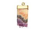 Amethyst Slice Pendant Set in Gold (plated) 12-13x27-28mm
