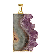Amethyst Slice Pendant Set in Gold (plated) 48-50x22-24mm