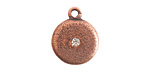 Nunn Design Antique Copper (plated) Small Disk Crystal Charm 13x16mm