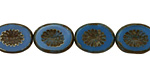 Czech Glass Opaque Cornflower Blue Picasso Oval w/ Star Window 14x10mm