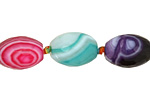 Rainbow Line Agate Faceted Rice 18x13mm