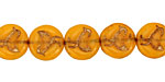 Czech Glass Amber Coin w/ Bird 11mm
