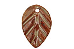 Kylie Parry Ceramic Rustic Sage Green Autumn Leaf Pendant 21x30mm
