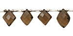 Smoky Quartz Faceted Diamond Drop Graduated 9-12mm