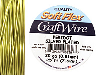 Soft Flex Silver Plated Peridot Craft Wire 20 gauge, 25 ft