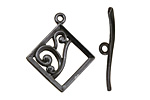 Gunmetal Diamond w/ Swirls Toggle Clasp 28x24mm, 29mm bar