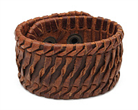 Brown Leather Twisted Stitch Cuff 1 5/8"