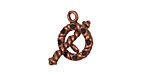 Antique Copper (plated) Multi-Bezel Roped Toggle Clasp 13x17mm, 22x7mm bar