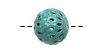 Painting with Fire Torch Fired Enamel Aqua Blue/Water Blue Moroccan Lantern Round 15mm