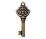 TierraCast Antique Brass (plated) Victorian Key Pendant 15x36mm
