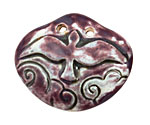 Earthenwood Studio Ceramic Amethyst Iron Carved Flying Bird Pendant 42x35mm